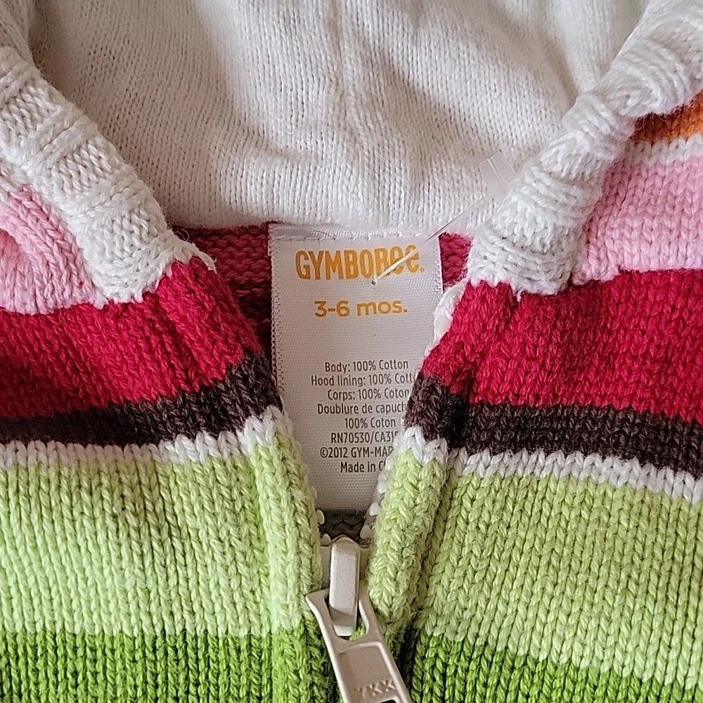 Gymboree DOT STRIPE Sweater Hoodie Sz 3-6M